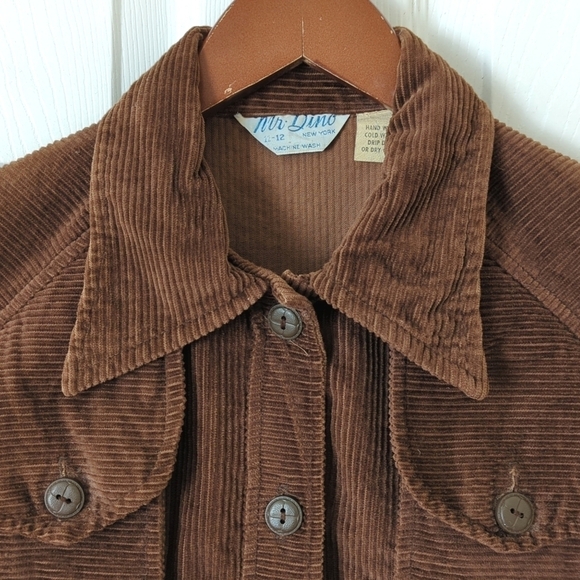 Mr. Dino 70's Vintage Wide Wale Corduroy Button Down Shirt Shacket Brown 12 - Picture 2 of 12
